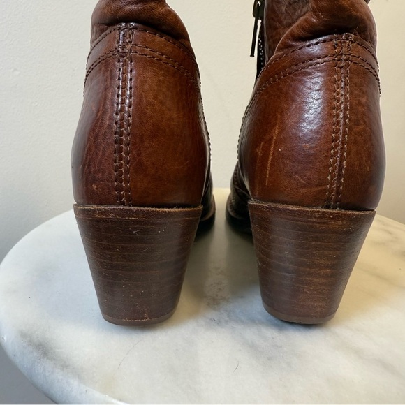 Frye Jane Trapunto Heeled Short Bootie Boots Saddle Brown Leather Size 5.5 - Picture 5 of 11